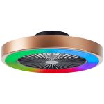 Brilliant Slimline Ventilatore Da Soffitto Plastica Metallo Nero Oro 36W 4700lm - 830-865 CCT+RGB | 490mm - Telecomando Dimmerabile